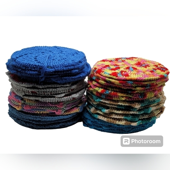 Coasters Knitted Homemade Pot Holders / Coasters Various Colors - Picture 1 of 13
